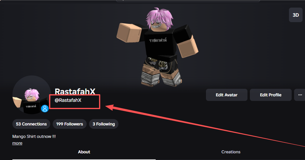Roblox profile @username